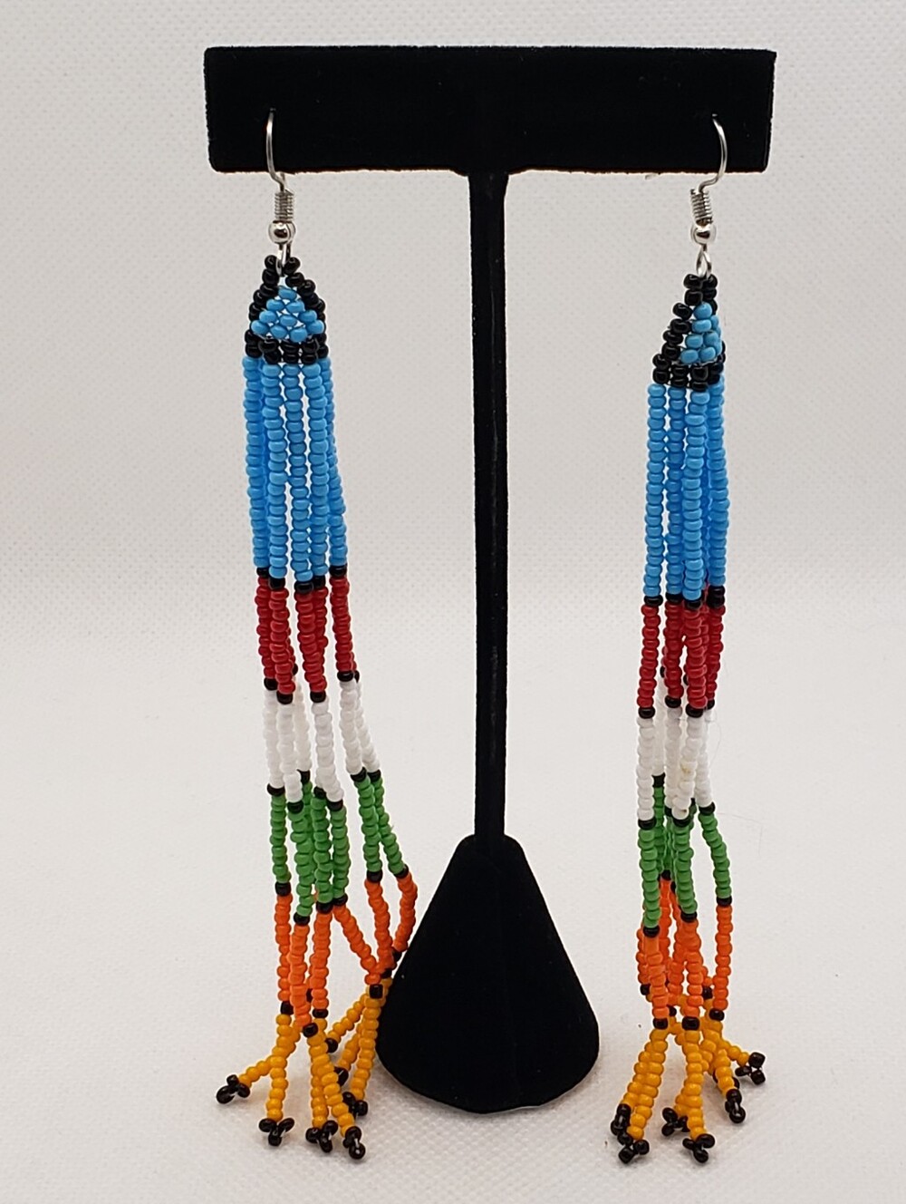 Multicolor Seed Bead Fringe Earrings